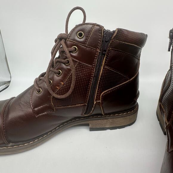 Madden Dylan Brown Lace Up Combat Cap Toe Leather Boots Mens Shoe Size 10 - Picture 12 of 15